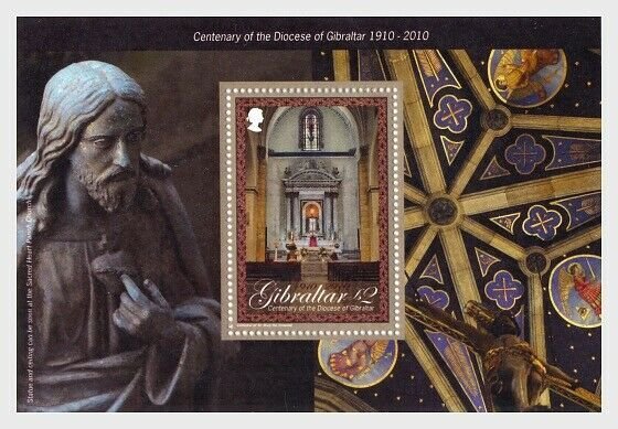 2010  GIBRALTAR  -  SG. MS1375  -  DIOCESE CENTENARY - UNMOUNTED MINT MINI SHEET