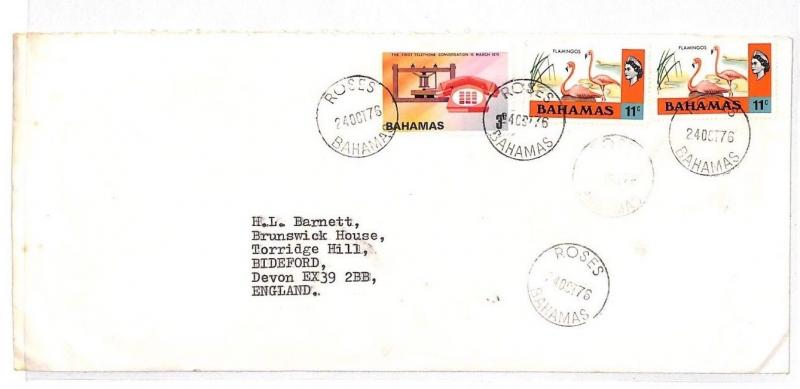 HH214 1976 Bahamas Roses Devon GB Airmail Cover {samwells-covers}PTS