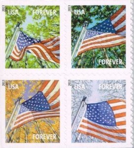 2013 46c Forever A Flag for All Seasons, Block of 4 Scott 4782-4785 Mint F/VF NH