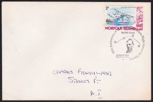 NORFOLK IS 1981 2c local cover - 50th Ann Chichester flight cancel.........B1581