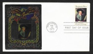 UNITED STATES FDC 10¢ Benjamin West 1975 Ross Foil