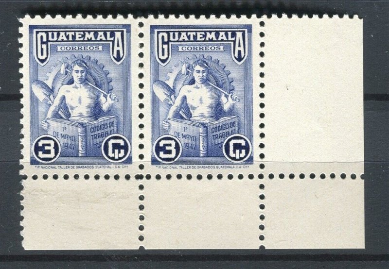 GUATEMALA; 1948 early Labour Day issue MINT MNH Unmounted MARGIN Pair