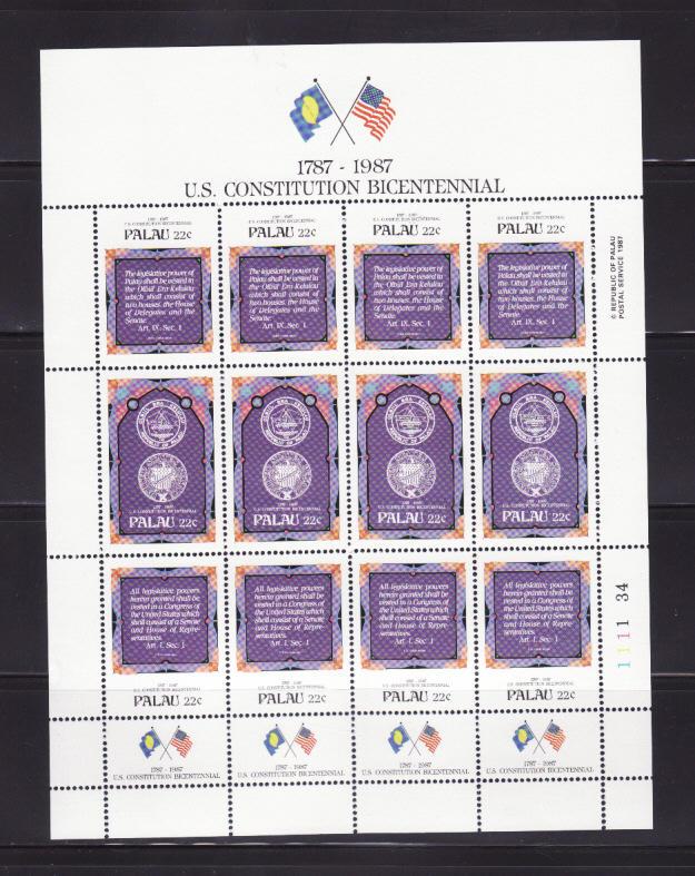 Palau 157a, 160a, 163a Sheets of 4 Set MNH, 3 Scans (B)