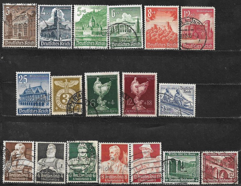 COLLECTION LOT OF 18 GERMANY SEMI POSTAL 1934+ STAMPS CV + $20