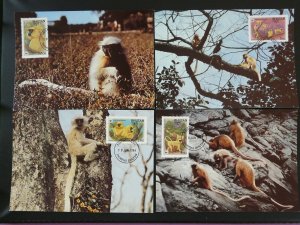 monkey golden langur WWF set of 4 maximum card Bhutan 94658