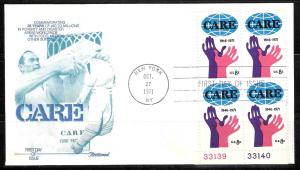 U.S. 1439 C.A.R.E. Plate Block FDC (Fleetwood)