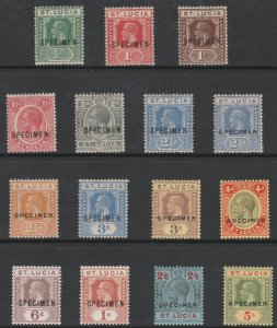 St LUCIA  1921 KG5 Script CA   SPECIMEN   set of 15