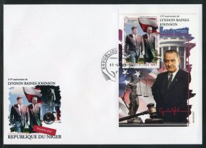 NIGER 2023 115th ANNIVERSARY OF LYNDON BAINES JOHNSON S/S WITH JFK FDC