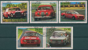 Paraguay 1987 CTO Saloon Cars Stamps Auto Racing Jaguar BMW Alfa Romeo 5v Set