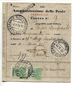 Cyrenaica - Postage due Vaglia Cent. 40 couple on money order bulletin