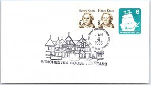 US SPECIAL EVENT POSTMARK COVER 100 YEARS OF WINCHESTER HOUSE SAN JOSE CA 1986 D