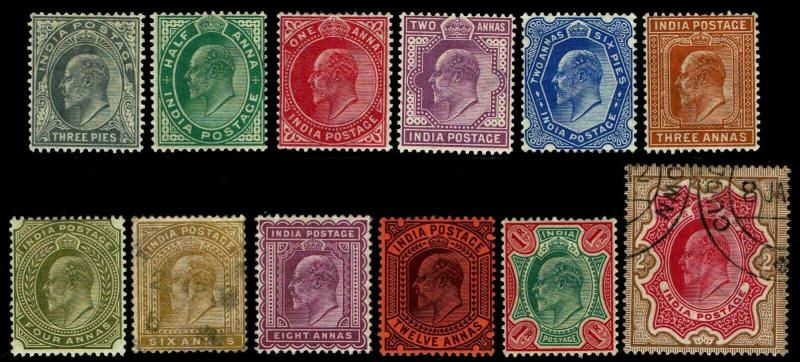 1902-09 India #60-76 King Edward VII - Most OGLH - F/VF+ - CV$70.70 (ESP#3842)