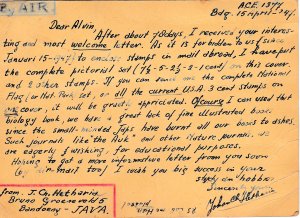 Netherlands Indies Postal Card with 7 Different stamps,