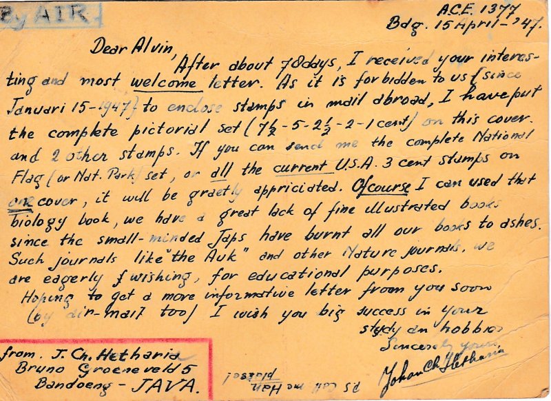 Netherlands Indies Postal Card with 7 Different stamps,