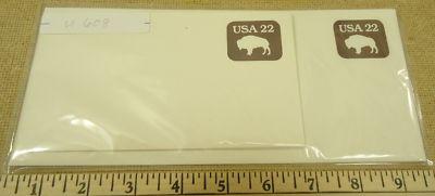 U608, 22c U.S. Postage Envelopes qty 6