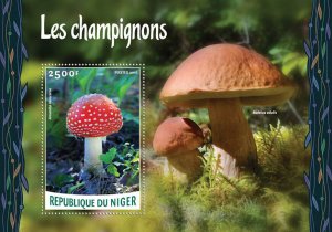 Mushrooms Stamps Niger 2016 MNH Fungi Fly Agaric Penny Bun Mushroom Nature 1v SS