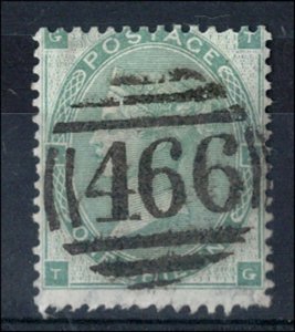 GB 1862 1s green sg90 fine used, crisp 466 numeral cat £300