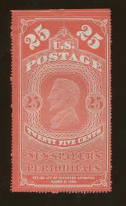 1865 United States Newspaper & Periodical Stamp #PR3b Mint Previously Hinged 