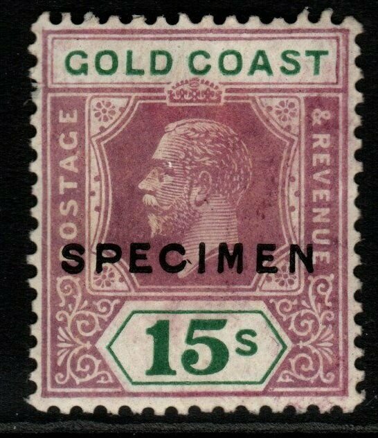 GOLD COAST SG100as 1924 15/= DULL PURPLE & GREEN DIE II SPECIMEN MTD MINT