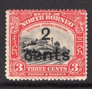 North Borneo 1916 2¢ on 3¢ - OG MNH - Sc# 160   (ref# 204323)
