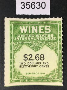 US STAMPS # RE200 REVENUE WINES UNUSED NO GUM CAT. $ LOT #35630