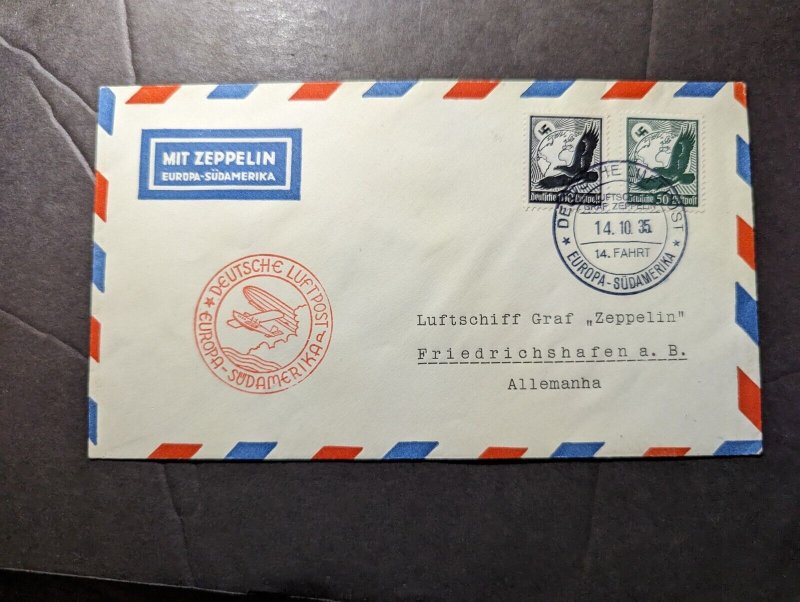 1935 Germany LZ 127 Graf Zeppelin Airmail Cover to Friedrichshafen