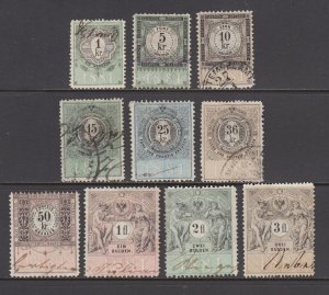 Austria, Bft 266/284 used 1881 General Duty revenues, 10 different, sound