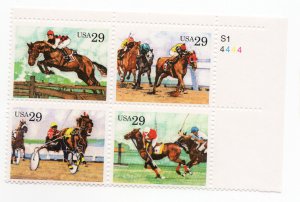 Scott #2759a (2756-59) Sporting Horses Plate Block of 4 Stamps - MNH