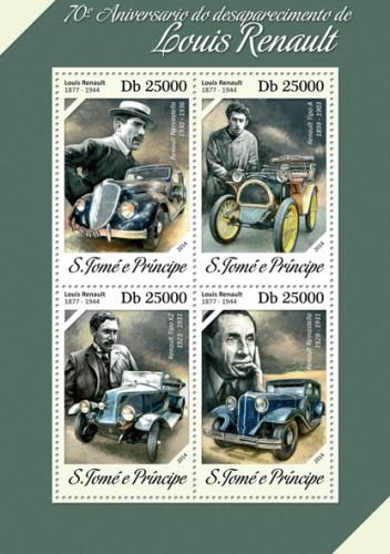 SAO TOME E PRINCIPE 2014 SHEET LOUIS RENAULT CLASSIC CARS st14206a