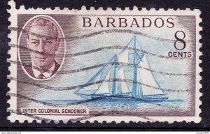 BARBADOS 1950 KGVI 8c Bright Blue & Purple Brown SG276 Fine Used