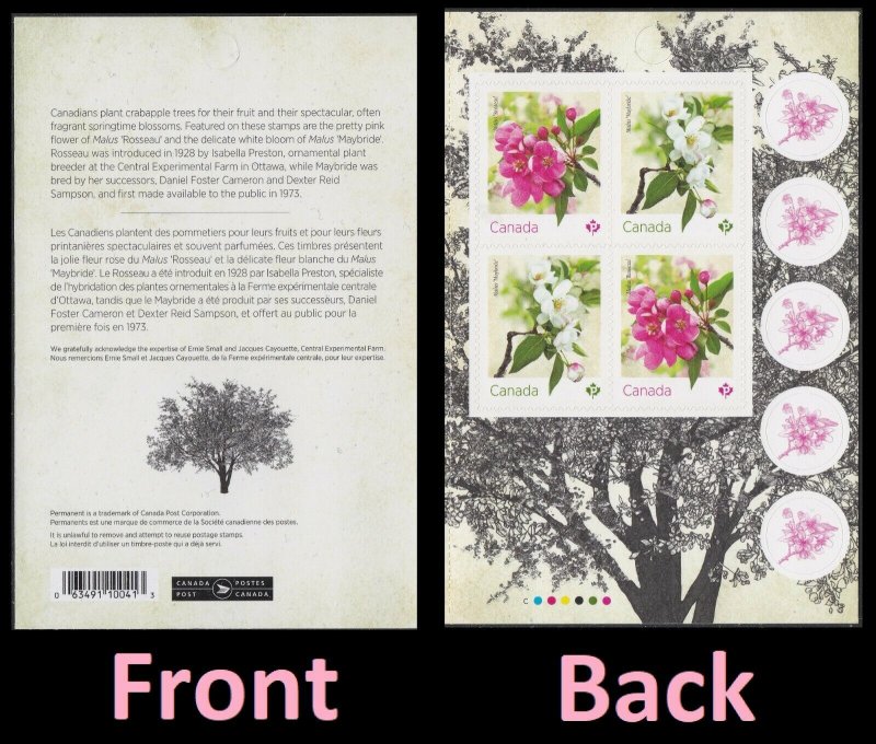 Canada Crabapple Blossoms 'P' pane (4 stamps) MNH 2021