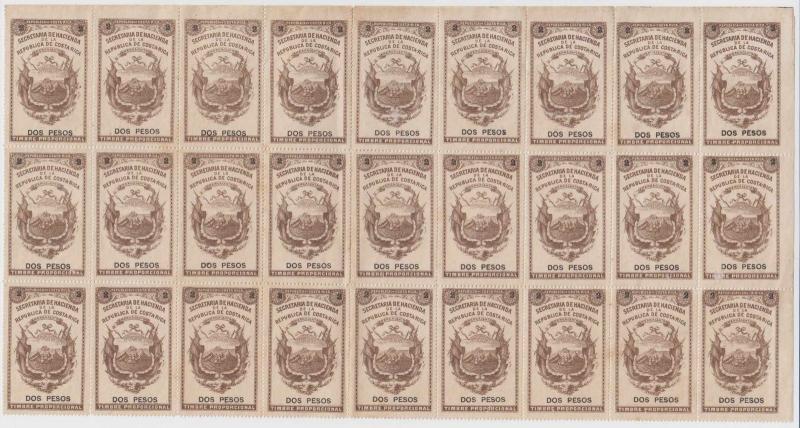 COSTA RICA 1870 REVENUES DOCUMENTARY Mena R6 SUPERBE BLOCK OF 30 UNUSED F,VF 