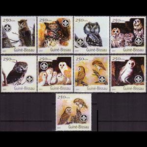 GUINEA-BISSAU 2001 - YV# 936-44 Owls Set of 9 NH