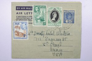 Fiji 195x Uprated Air Letter Card to USA - L39176