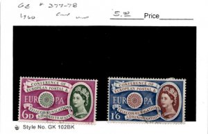 Great Britain, Postage Stamp, #377-378 Used, 1960 Queen Elizabeth, CEPT (AJ)