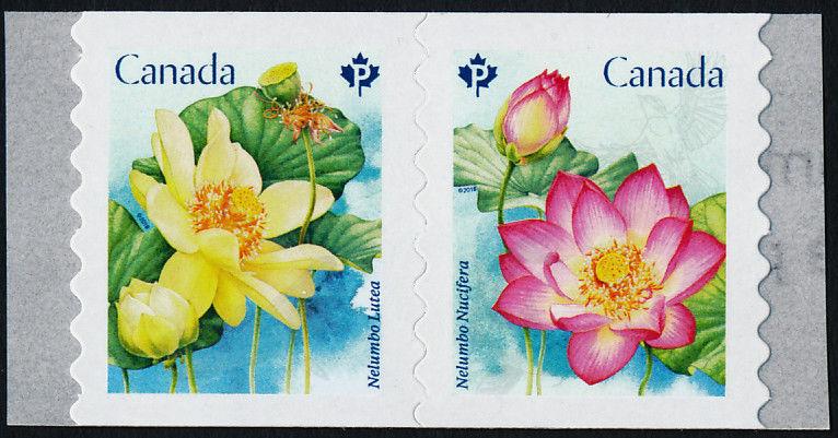 Canada 3089a coil pair MNH Flowers, Lotus