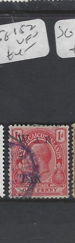 TURKS AND CAICOS (P3009B)  KGV 1D WAR TAX SG 152   VFU