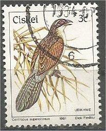 CISKEI, 1981, used 3c, Birds, Scott 7