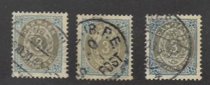 Denmark SC#41, 41b & 41d Used F-VF SCV$135.00...Real bargain!!