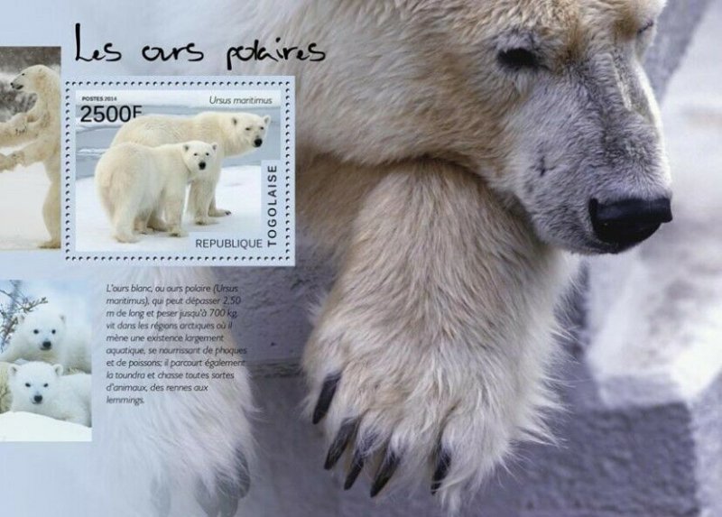 2014 TOGO MNH. POLAR BEARS    | Y&T Code: 901  |  Michel Code: 6150 / Bl.1050