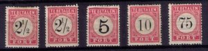 DUTCH INDIES 1881 MICHEL 5-7,13 POSTAGE DUE MLH INCOMPLETE SET OF FIVE F-VF