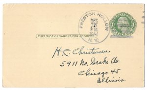 Preston Hollow, New York 1944 Reply Card Sct UY6r, Post Master, War Bonds Label