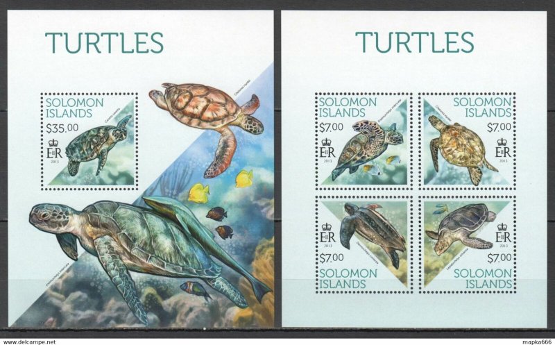 2013 Solomon Islands Reptiles Turtles Marine Life #2157-61 1+1 ** Ls135