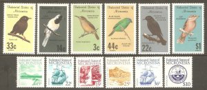 MICRONESIA Sc# 31 - 39 C39 - C36 MNH FVF Set of 12 Birds Mountain Waterfall Ship