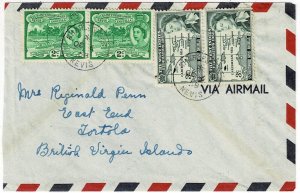 St. Kitts-Nevis 1958 Charlestown cancel on cover to British Virgin Islands