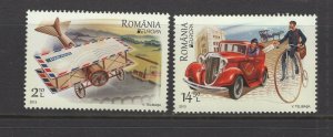 Romania #5444-45 (2013 Europa Postal Transport  set) VFMNH  CV $10.25