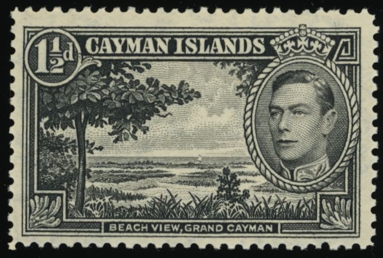 CAYMAN ISLANDS Sc 105 Mint H -1938 1½p - Beach View, Grand Cayman/King George VI