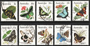 Australia SC#872-880 4¢-$1 Butterflies (1983) Used