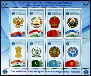 2021 Tadzhikistan Shanghai Cooperation Organization MS8  (Scott NA) MNH