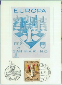 81232 - SAN MARINO - Postal History - MAXIMUM CARD - CHESS 1965 
